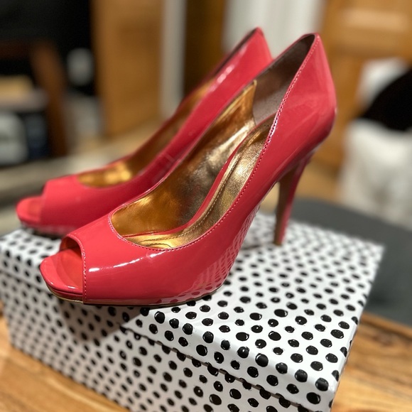 BCBG Orange Open Toe Heeled Pumps - Picture 2 of 13